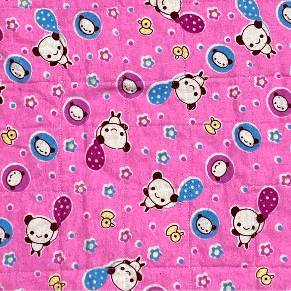 Handmade Handcrafted Quilted Baby Small Blanket Multicolored and Panda - Picture 4 of 7